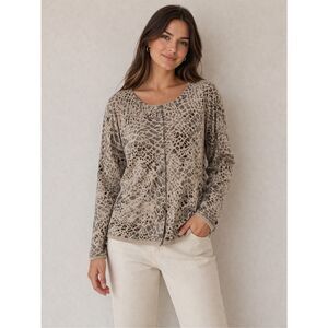 Bonita Animal Print Cardigan XXL EU/XL US Cotton Blend Button Front Lightweight